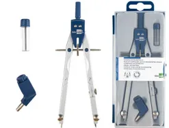 Compas liderpapel micrométrique articulé 2 branches circonférence 38cm longueur 17cm bague mines 2mm étui