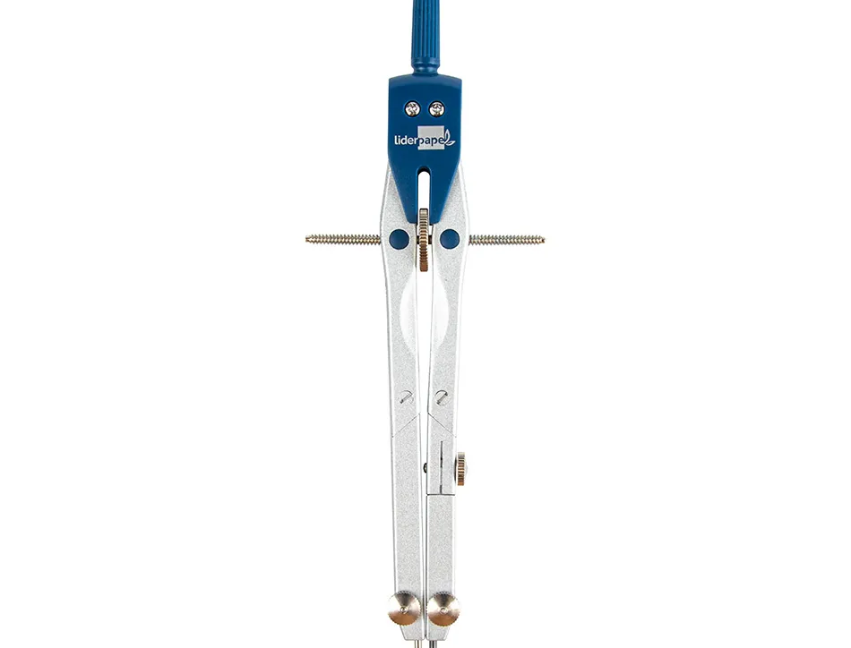 Compas liderpapel micrométrique articulé 2 branches circonférence 38cm longueur 17cm bague mines 2mm étui
