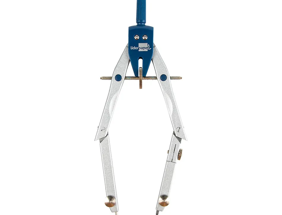 Compas liderpapel micrométrique articulé 2 branches circonférence 38cm longueur 17cm bague mines 2mm étui