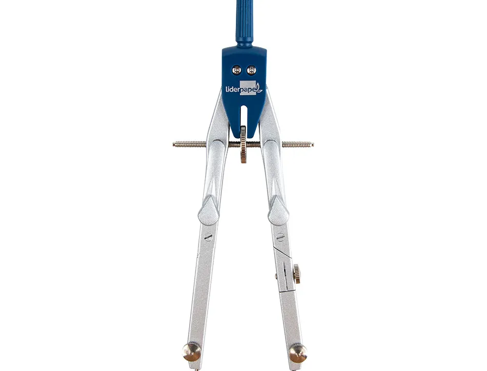 Compas liderpapel micrométrique articulé 2 branches circonférence 38cm touche réglage rapide bague mine 2mm étui
