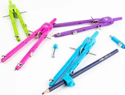Compas liderpapel micrométrique articulé 2 branches adaptateur circonférence 32cm longueur 17cm mines 2mm étui plastique