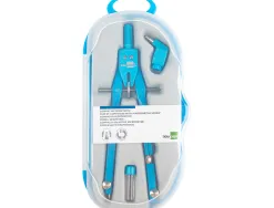 Compas liderpapel micrométrique articulé 2 branches adaptateur circonférence 32cm longueur 17cm mines 2mm étui plastique