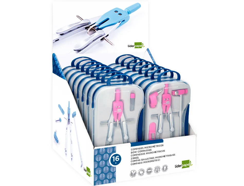 Compas liderpapel scolaire adaptateur présentoir 16u