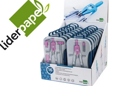 Compas liderpapel scolaire adaptateur présentoir 16u