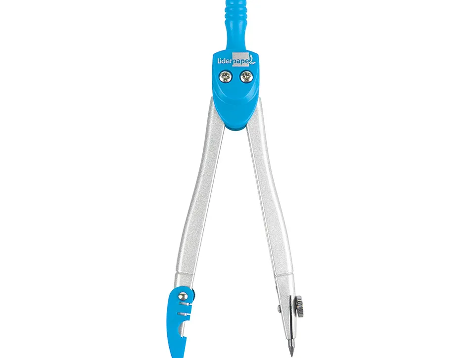 Compas liderpapel scolaire circonférence 34cm longueur 11.5cm protecteur pointe mine 2mm coloris assortis étui plastique