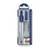 Compas staedtler 550 50 branche pointe sèche interchangeable réglette graduée mines 2mm étui rigide
