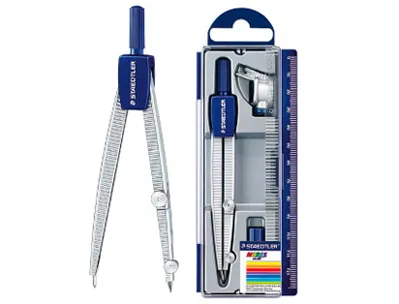 Compas staedtler 550 60 branche pointe sèche attache-compas universelle crayon diamètre 11mm mine 2mm étui rigide