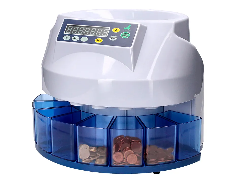 Compteuse trieuse monnaie q-connect électronique libre ou par lot 216u/minute 4 chiffres led 355x266x330mm 4.5kg