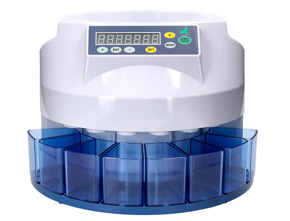 Compteuse trieuse monnaie q-connect électronique libre ou par lot 216u/minute 4 chiffres led 355x266x330mm 4.5kg
