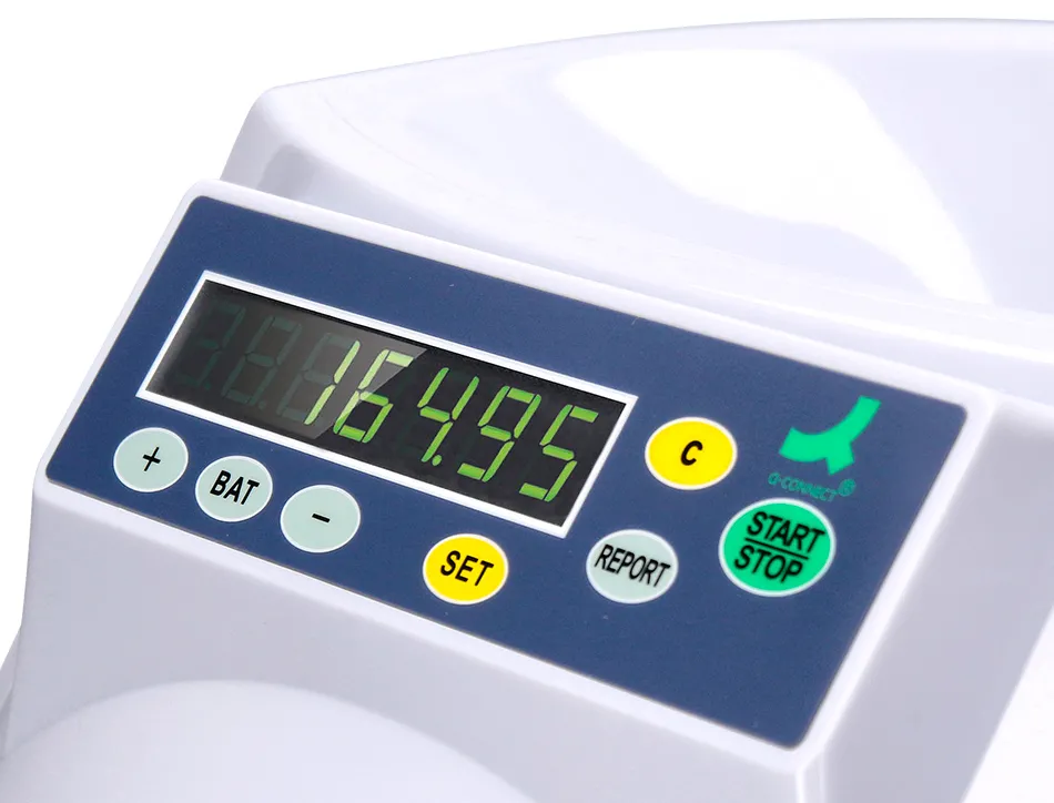 Compteuse trieuse monnaie q-connect électronique libre ou par lot 216u/minute 4 chiffres led 355x266x330mm 4.5kg