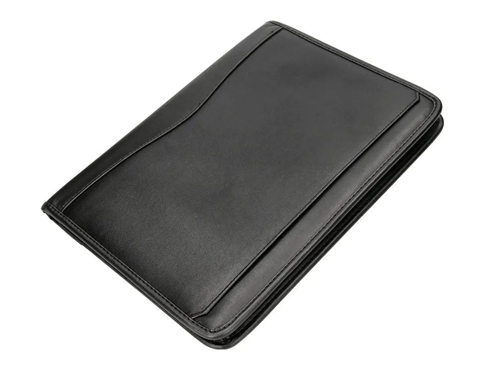 Conférencier a4 calculatrice plastique fermeture éclair pochette téléphone portable 4 anneaux 40mm 35,5x26x1cm noir