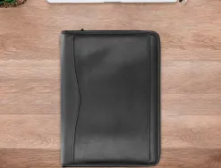 Conférencier a4 calculatrice plastique fermeture éclair pochette téléphone portable 4 anneaux 40mm 35,5x26x1cm noir