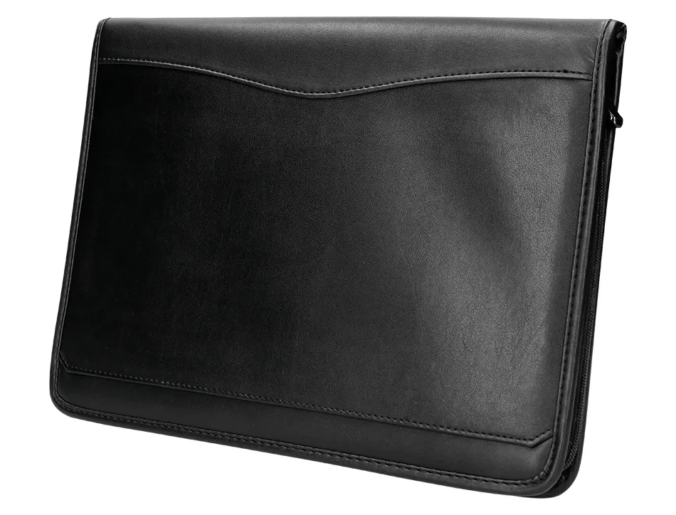 Conférencier a4 calculatrice plastique fermeture éclair pochette téléphone portable 4 anneaux 40mm 35,5x26x1cm noir