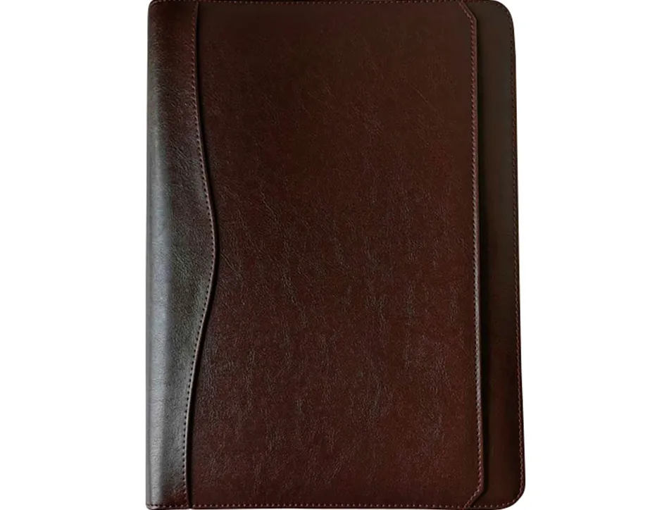 Conférencier a4 calculatrice plastique fermeture éclair pochette téléphone portable 4 anneaux 40mm 35,5x26x1cm marron