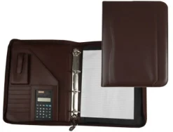 Conférencier a4 calculatrice plastique fermeture éclair pochette téléphone portable 4 anneaux 40mm 35,5x26x1cm marron