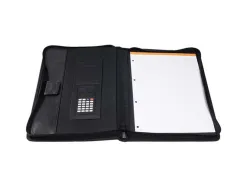Conférencier exacompta exawallet polypropylène avec calculatrice bloc papier a4 ligné porte-stylo 34x26,5cm noir