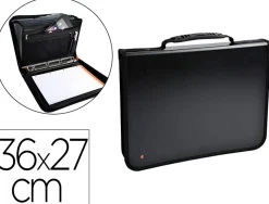 Conférencier exacompta exafolder 4 anneaux polypropylène trieur porte-stylo poignée fermeture zippée 36x27cm noir