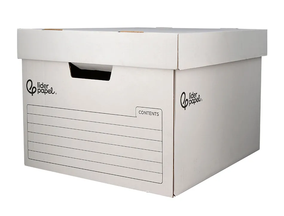 Container a archives liderpapel carton montage automatique pour 3 boites format a4+ / 4 classeurs a-z 387x333x260mm