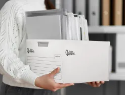 Container a archives liderpapel carton montage automatique pour 3 boites format a4+ / 4 classeurs a-z 387x333x260mm