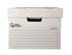 Container a archives liderpapel carton montage automatique pour 3 boites format a4+ / 4 classeurs a-z 387x333x260mm