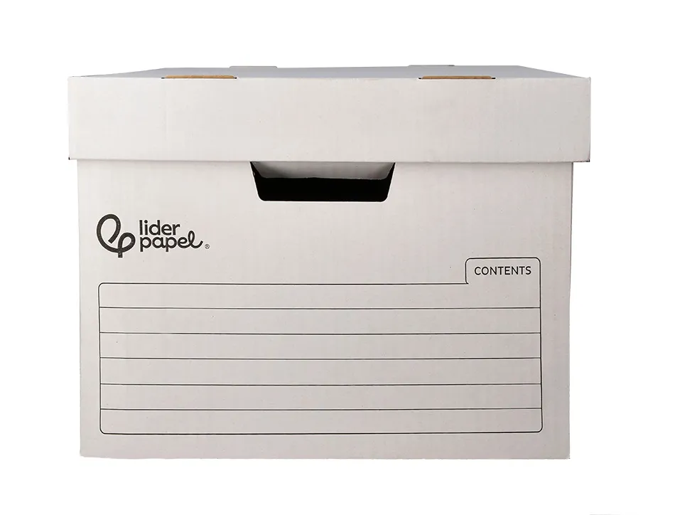 Container a archives liderpapel carton montage automatique pour 3 boites format a4+ / 4 classeurs a-z 387x333x260mm