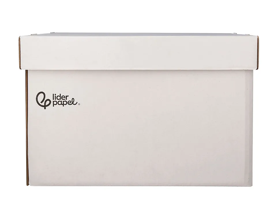 Container a archives liderpapel carton montage automatique pour 3 boites format a4+ / 4 classeurs a-z 387x333x260mm
