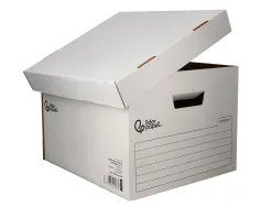 Container a archives liderpapel carton montage automatique pour 3 boites format a4+ / 4 classeurs a-z 387x333x260mm