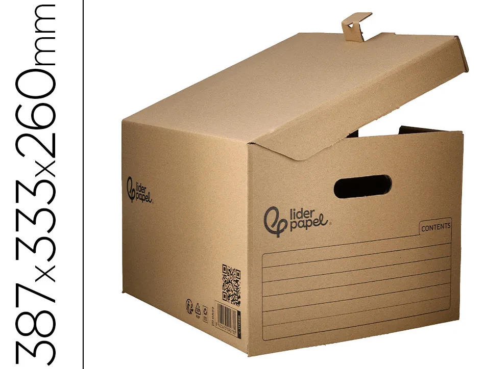 Container a archives liderpapel carton montage manuel p our 3 boites format a4+ / 3 classeurs a-z 387x333x260mm