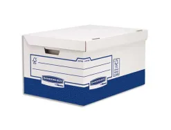 Conteneur bankers box heavy duty maxi carton blanc bleu montage manuel