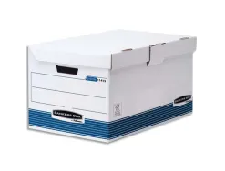 Conteneur bankers box system ouverture dessus carton recyclé blanc bleu montage automatique