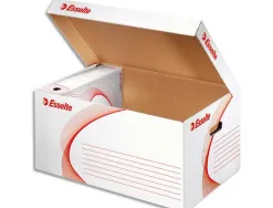 Conteneur esselte carton ondulé blanc recyclable taille l 365x255x550mm 5/6 boîtes couvercle rabattable ouverture dessus