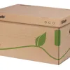 Conteneur esselte carton ondulé brun recyclable 439x242x345mm capacité 4/5 boîtes dos 80/100mm poignées livré à plat