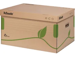 Conteneur esselte carton ondulé brun recyclable 439x242x345mm capacité 4/5 boîtes dos 80/100mm poignées livré à plat
