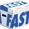 Conteneur fast flash cube 350x350x280mm capacité 4 boîtes dos 80mm poignées ouverture dessus livré plat blanc/bleu