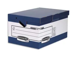 Conteneur maxi bankers box heavy duty carton coloris blanc bleu montage automatique