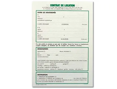 Contrat location locaux exacompta vacants non meublés 1 feuille