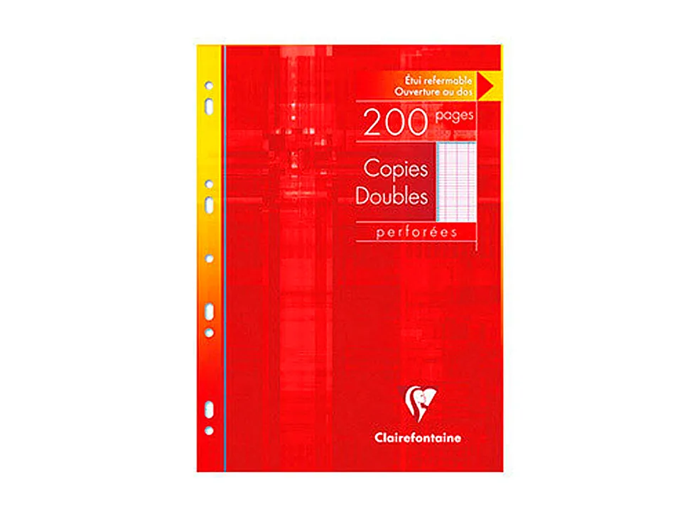 Copie double clairefontaine a4 210x297mm papier vélin velouté 100p 90g séyès perforées étui verni