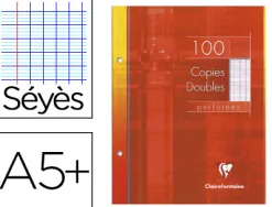 Copie double clairefontaine a5+ 170x220mm papier vélin velouté 100p 90g séyès perforées étui verni