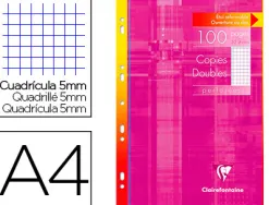 Copie double clairefontaine a4 210x297mm papier vélin velouté 100p 90g 5x5mm perforées étui verni