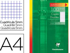 Copie double clairefontaine a4 210x297mm papier vélin velouté 100p 90g 5x5mm non perforées étui verni