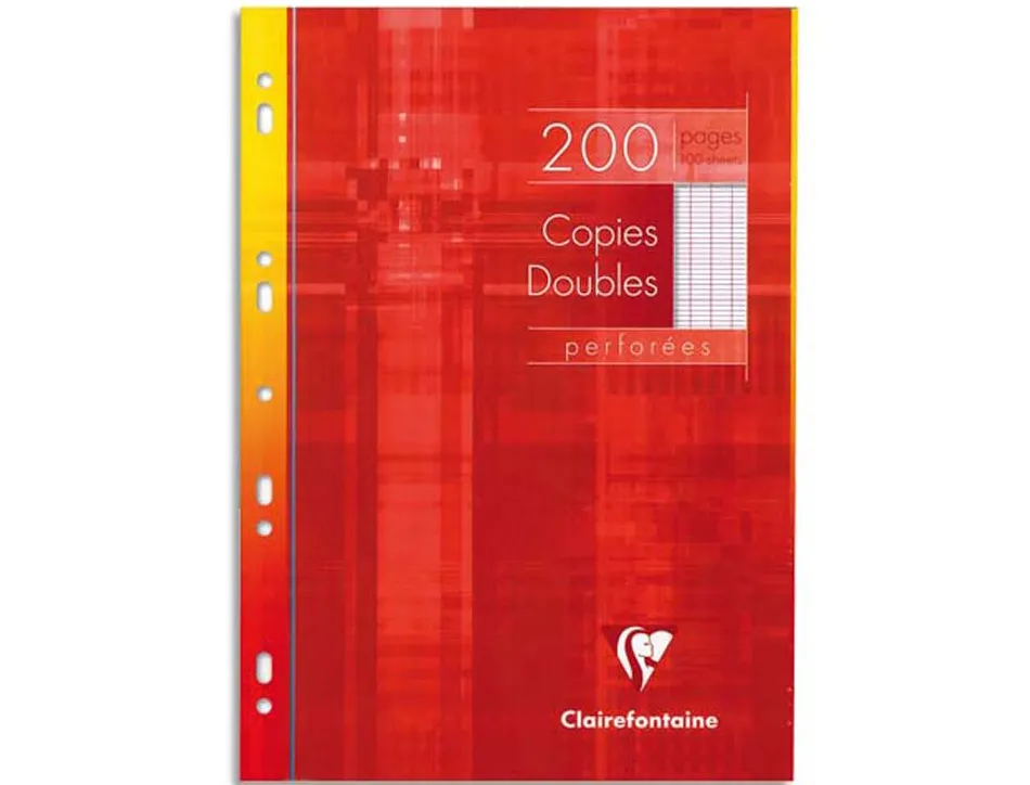 Copie double clairefontaine a4 210x297mm papier vélin velouté 200p 90g séyès perforées étui verni