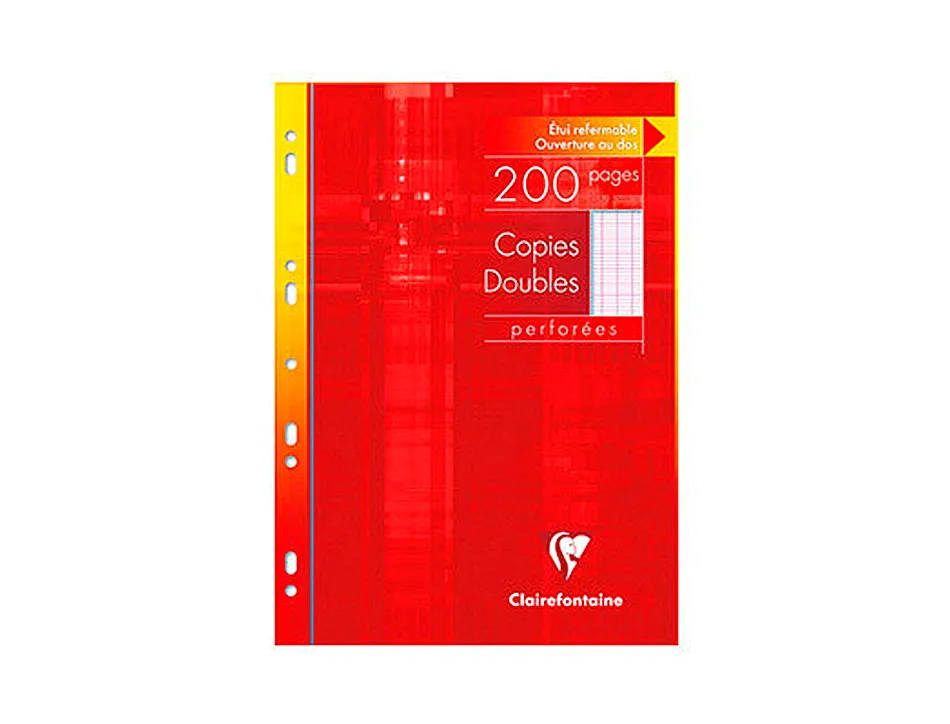 Copie double clairefontaine a4 210x297mm papier vélin velouté 200p 90g séyès perforées étui verni