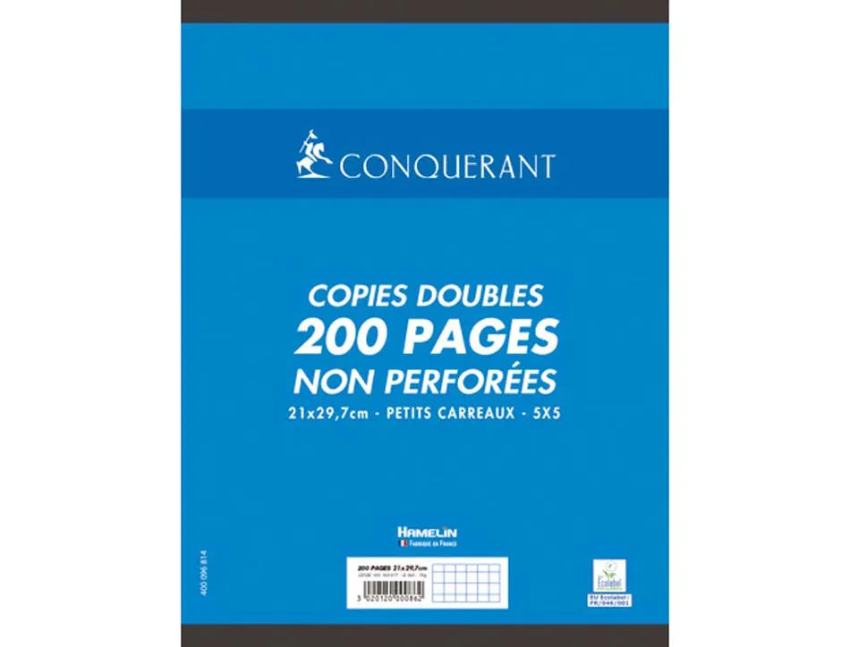 Copie double conquérant sept a4 210x297mm 200p 70g 5x5mm non perforées