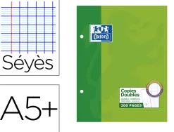 Copie double oxford a5+ 170x220mm 200p séyès perforées