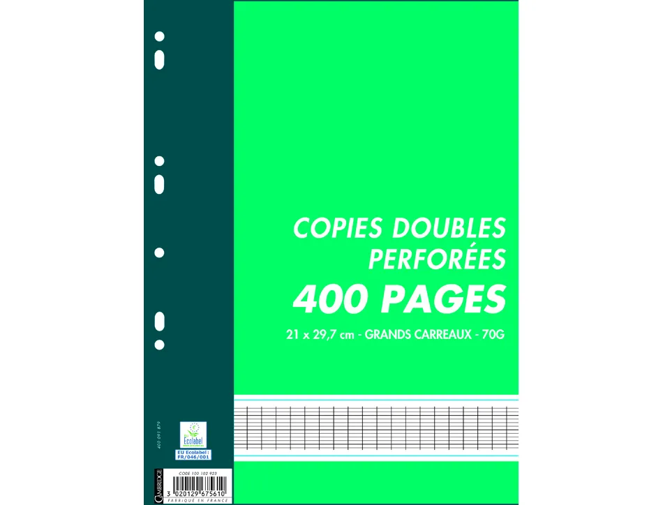 Copies doubles cambridge perforees a4 400 pages 70 g seyes