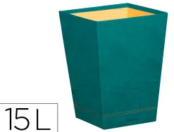 Corbeille papiers rhodiarama simil cuir paon velout 15 l 27x27x32 cm
