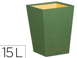 Corbeille papiers rhodiarama simil cuir sauge velout 15l 27x27x32 cm