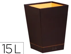 Corbeille papiers rhodiarama simil cuir noir velout 15 l 27x27x32 cm