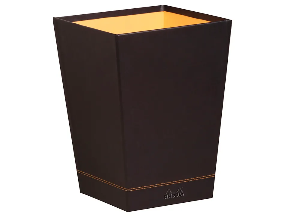 Corbeille papiers rhodiarama simil cuir noir velout 15 l 27x27x32 cm