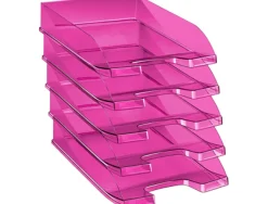 Corbeille à courrier cep first tonic polypropylène antichoc préhension facile 350x255x65mm coloris rose